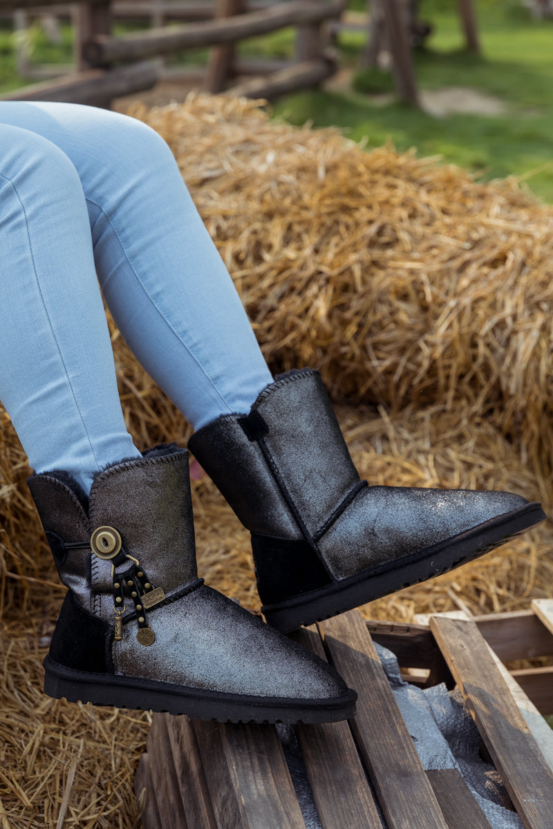 UGG Faux Fur-Lined Cooper Lock Tassel Boot - Black