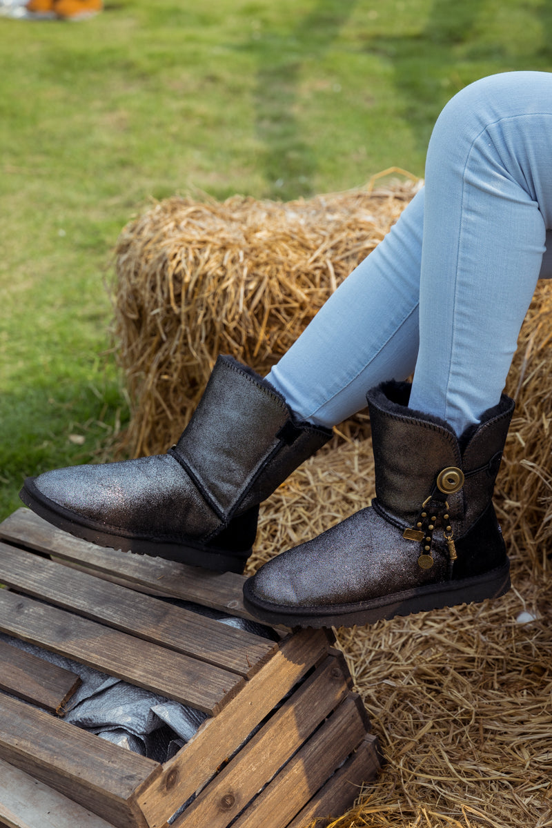 UGG Faux Fur-Lined Cooper Lock Tassel Boot - Black