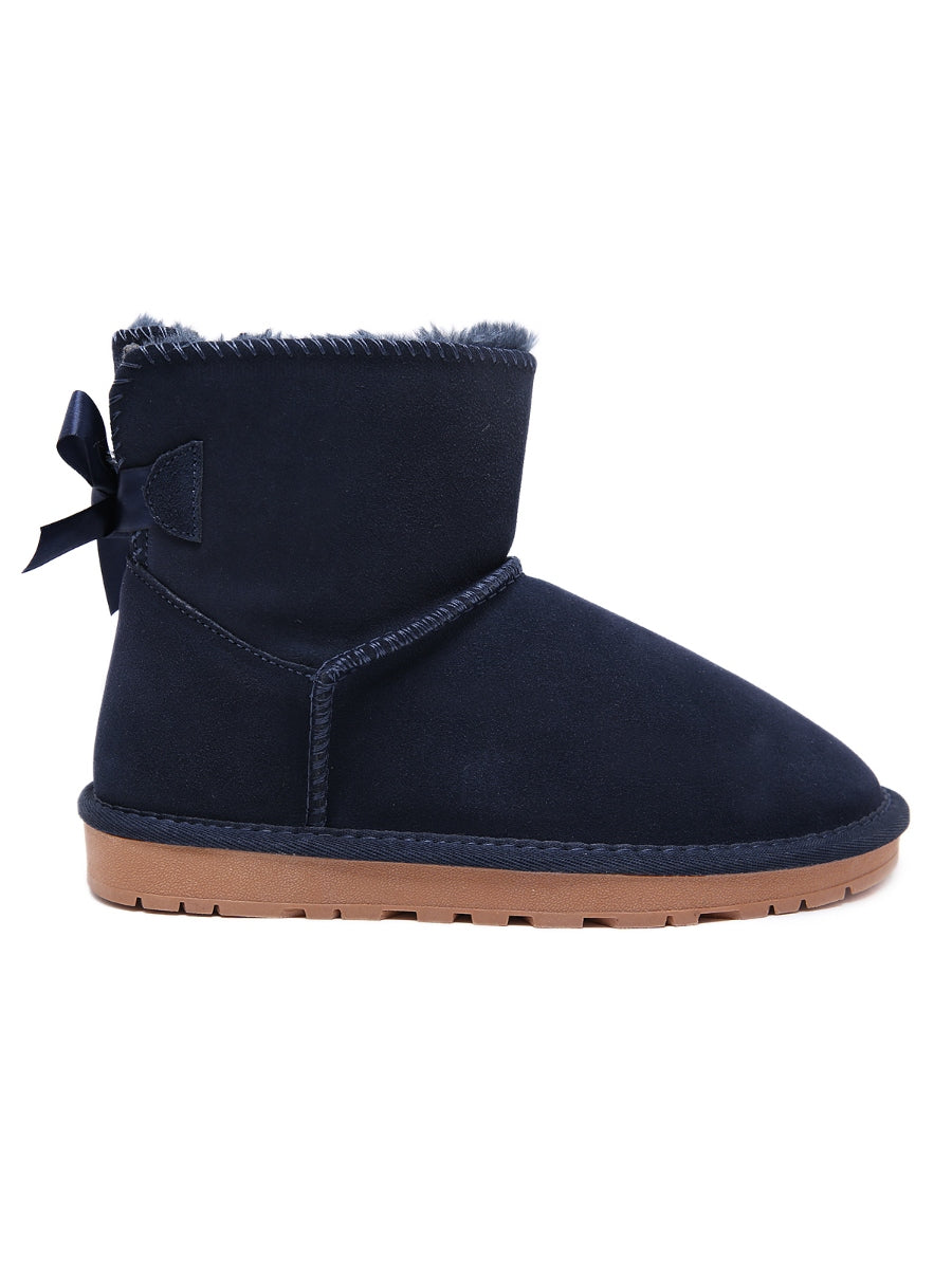 UGG Ribbon Bow Faux Fur-Lined Mini UGG Boots