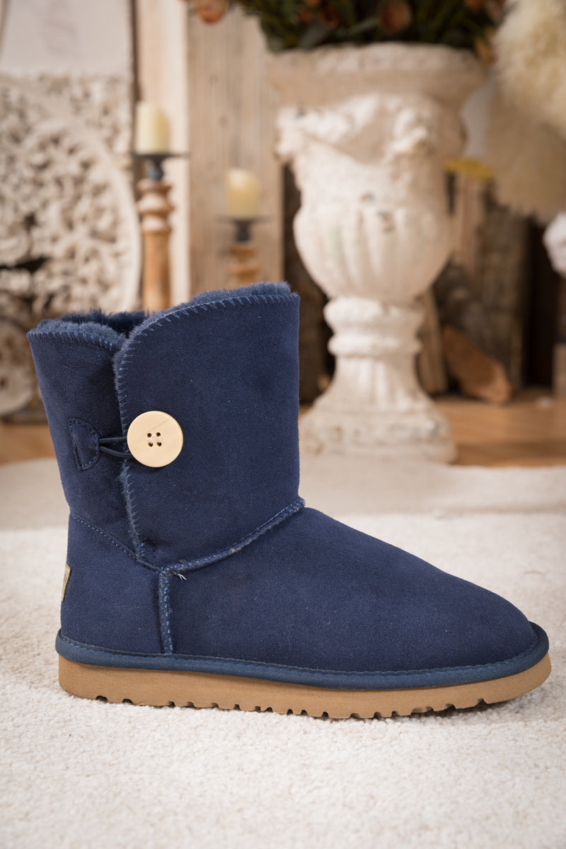 UGG Faux Fur-Lined Classic Side Button UGG Boot - Navy