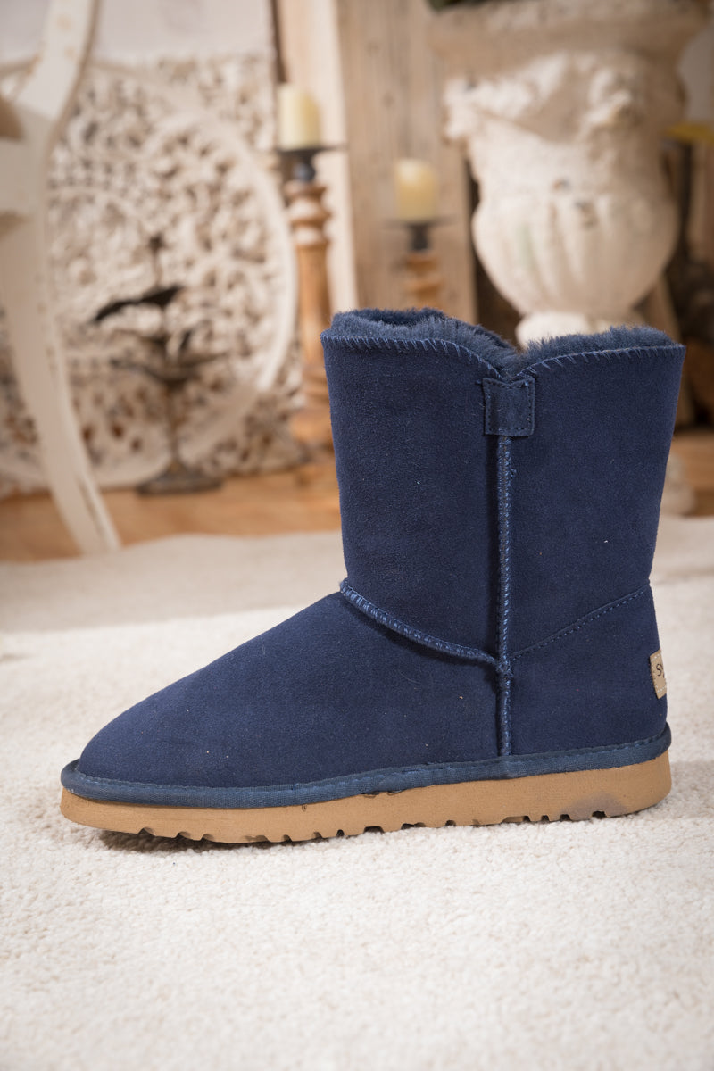 UGG Faux Fur-Lined Classic Side Button UGG Boot - Navy