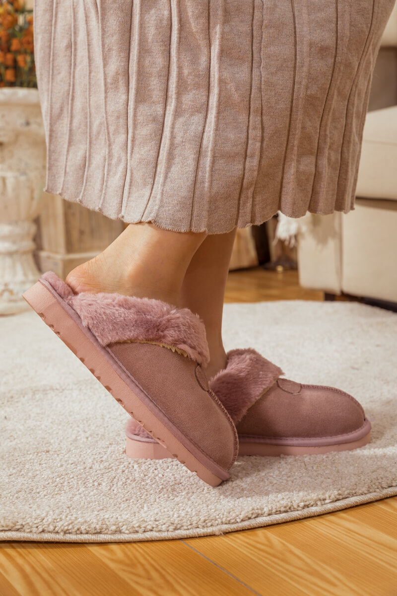 UGG Wool-Lined Suede Slipper - Pink