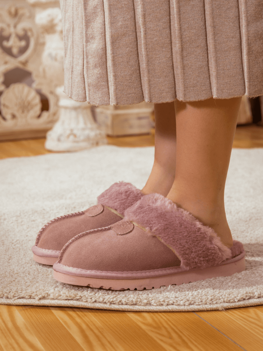 UGG Wool-Lined Suede Slipper - Pink