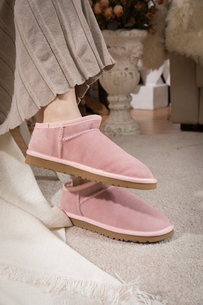 UGG Faux-Fur-Lined Suede Tasman Ankle Boot - Pink
