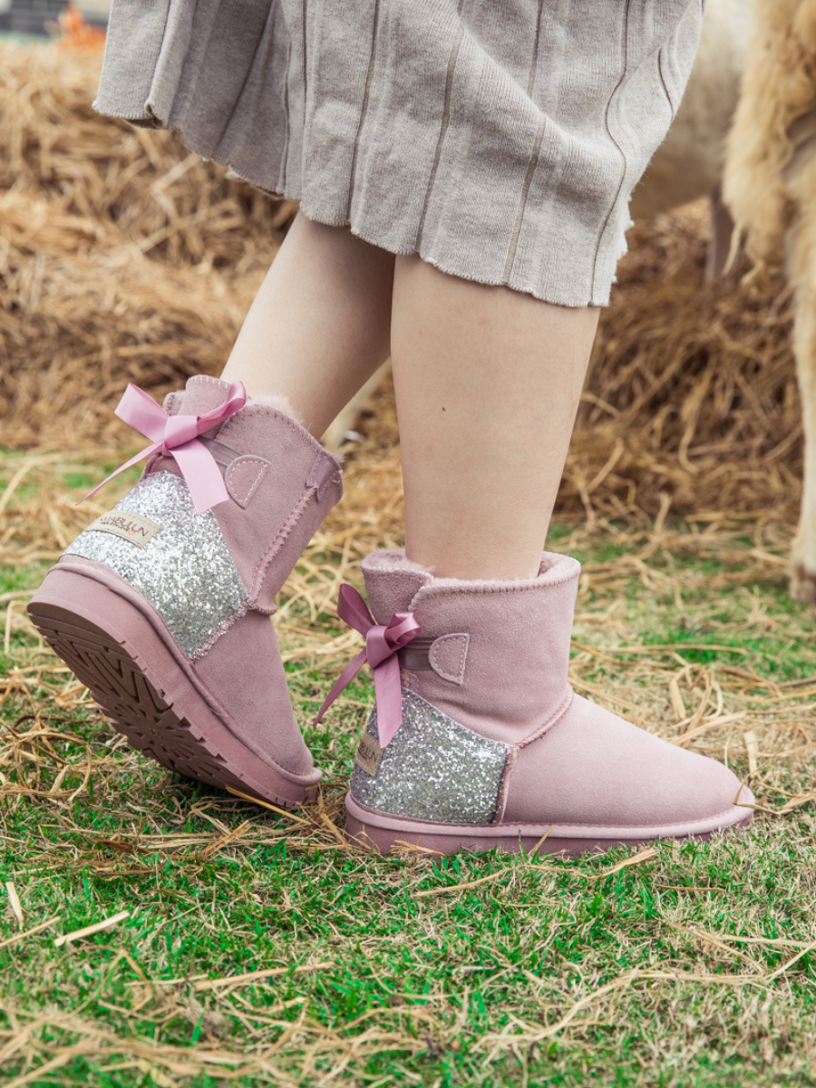 UGG Sequins Ballet Bow Mini Boots - Pink