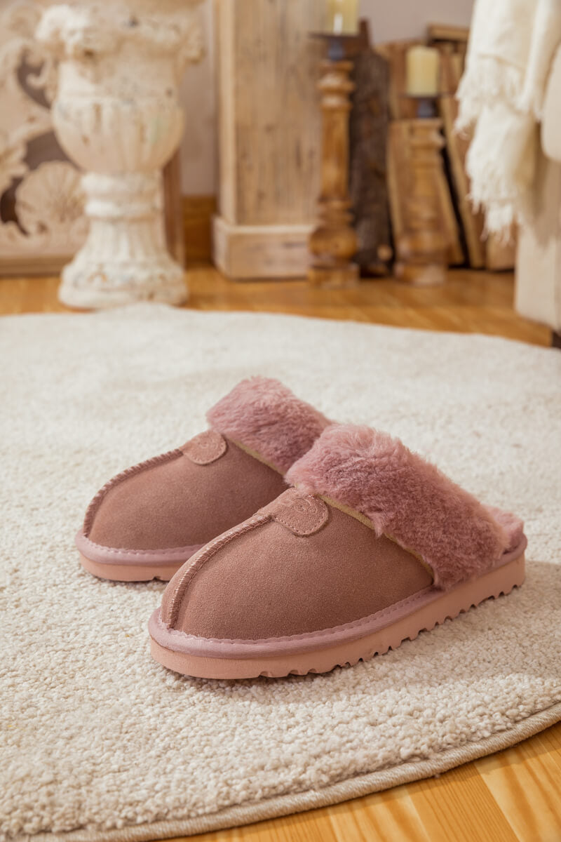 UGG Wool-Lined Suede Slipper - Pink