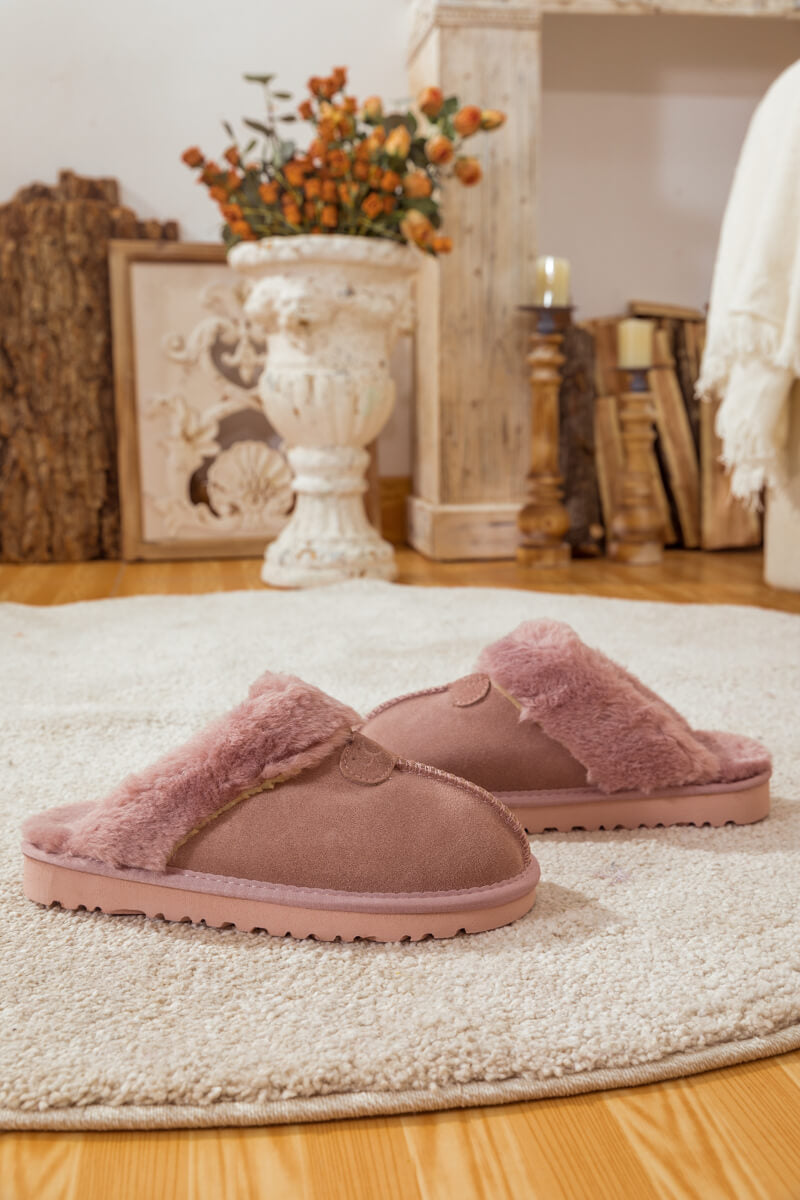 UGG Wool-Lined Suede Slipper - Pink