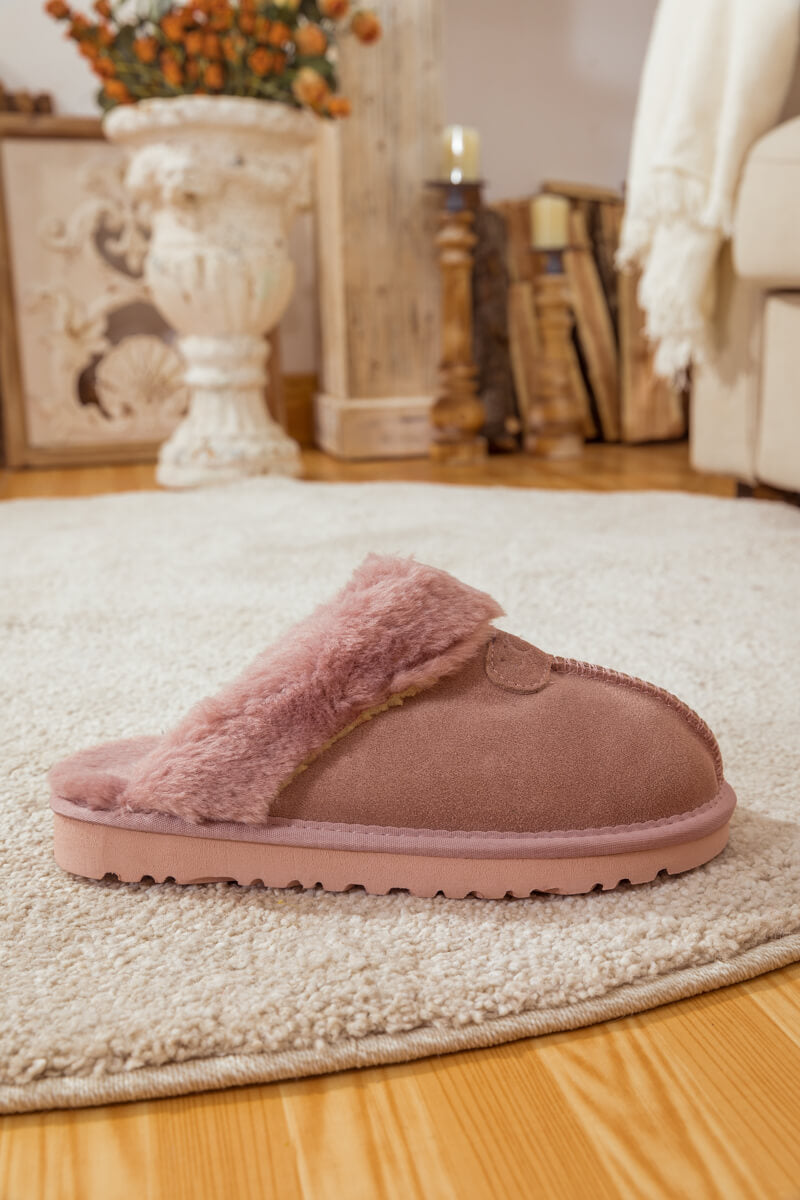 UGG Wool-Lined Suede Slipper - Pink
