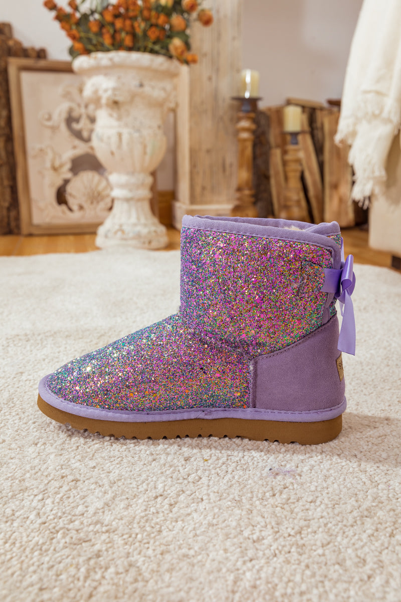 UGG Ribbon Ballet Bow Shimmer Bling Boots - Lavender