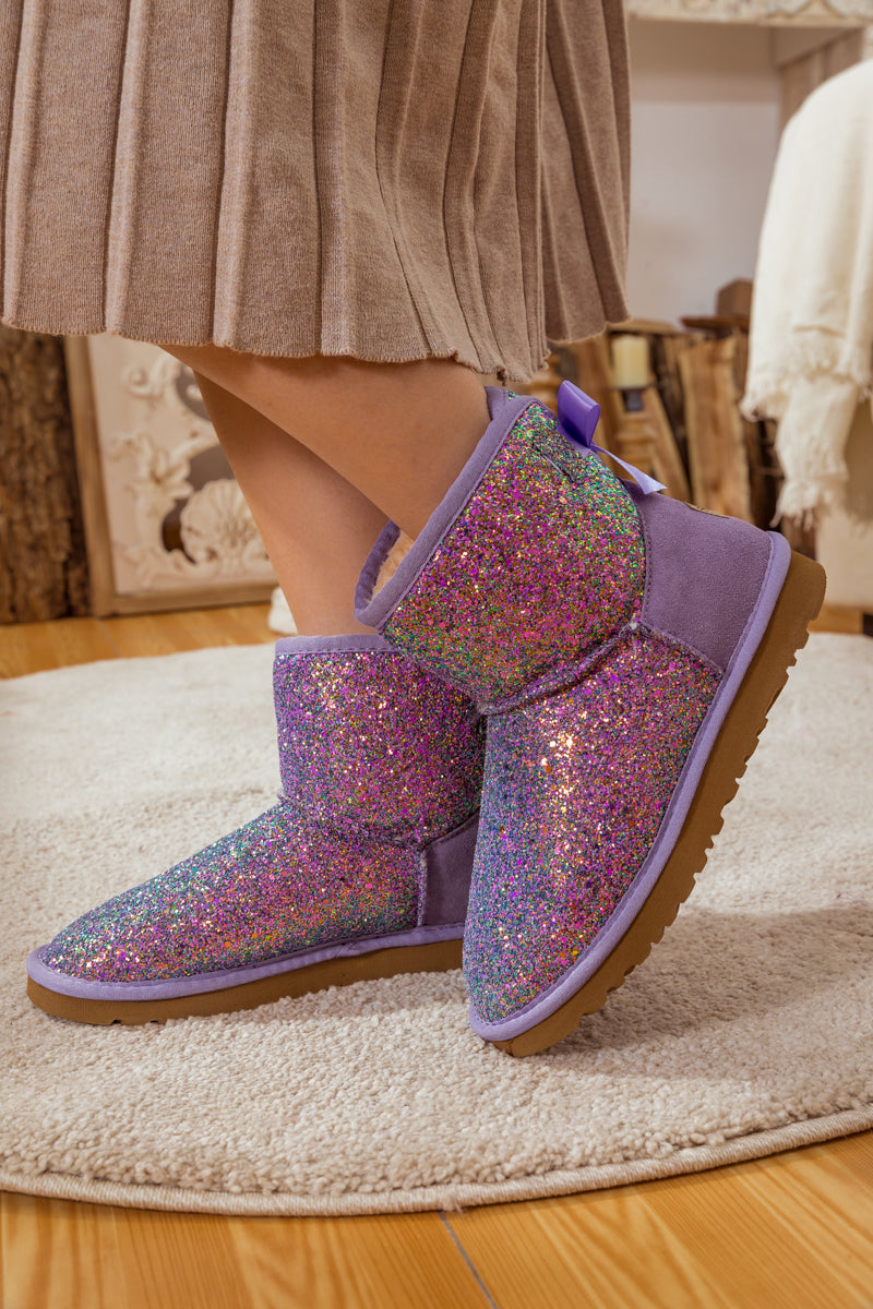 UGG Ribbon Ballet Bow Shimmer Bling Boots - Lavender