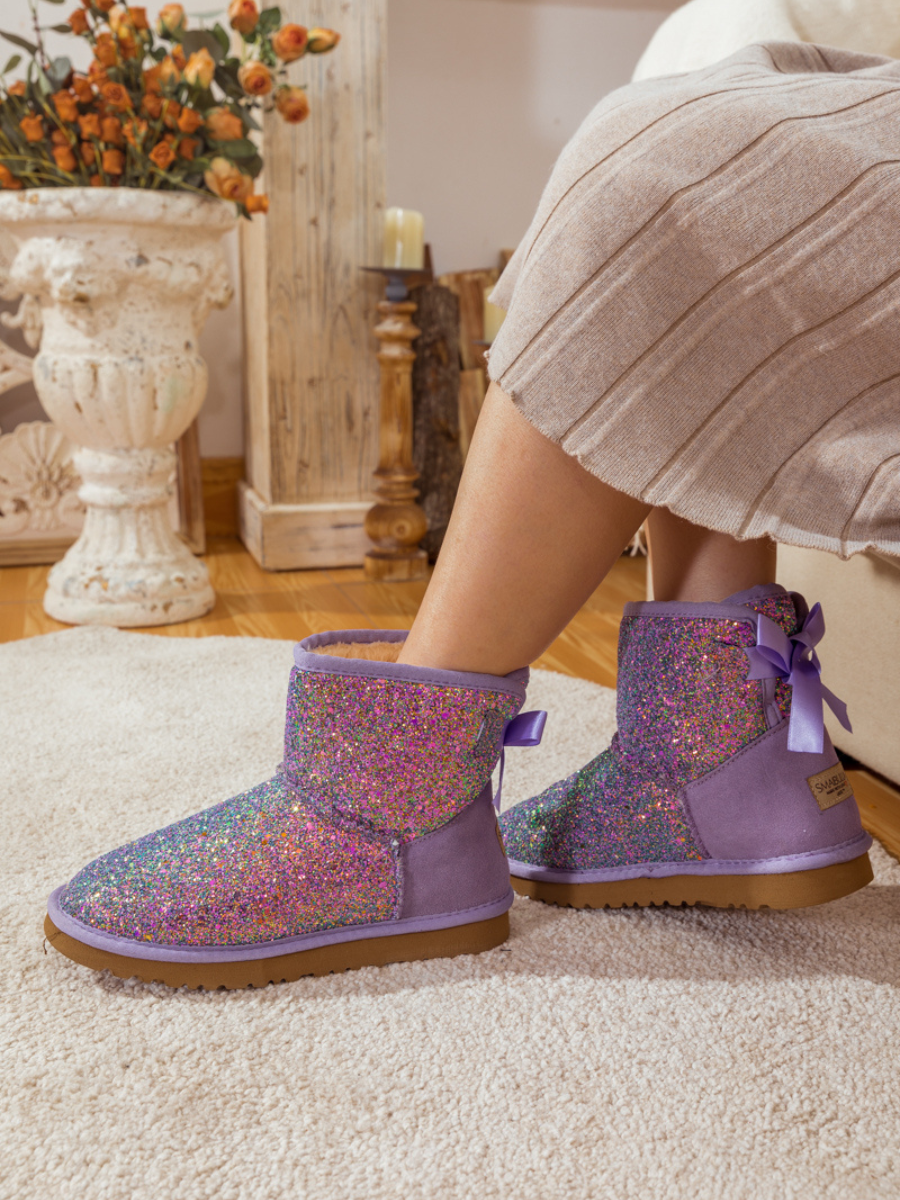 UGG Ribbon Ballet Bow Shimmer Bling Boots - Lavender