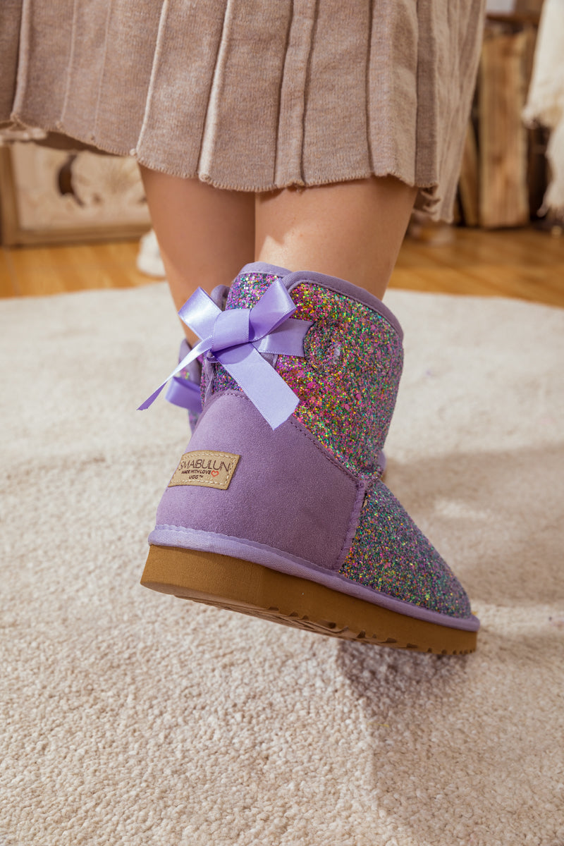 UGG Ribbon Ballet Bow Shimmer Bling Boots - Lavender