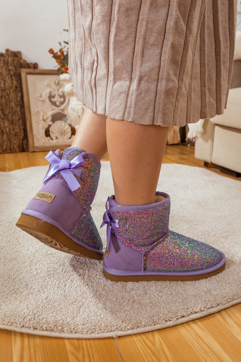 UGG Ribbon Ballet Bow Shimmer Bling Boots - Lavender