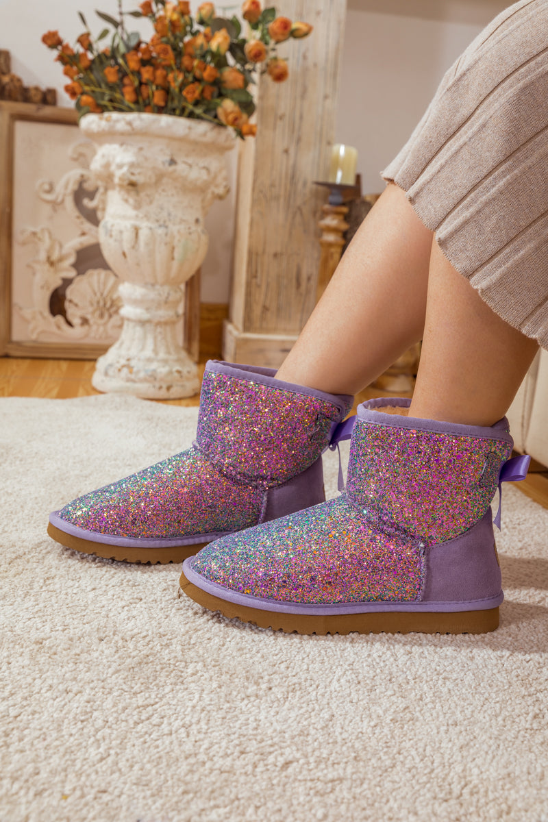 UGG Ribbon Ballet Bow Shimmer Bling Boots - Lavender