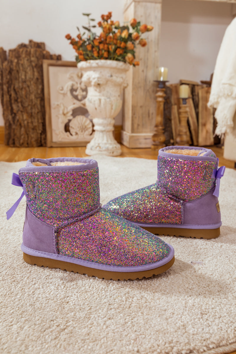 UGG Ribbon Ballet Bow Shimmer Bling Boots - Lavender