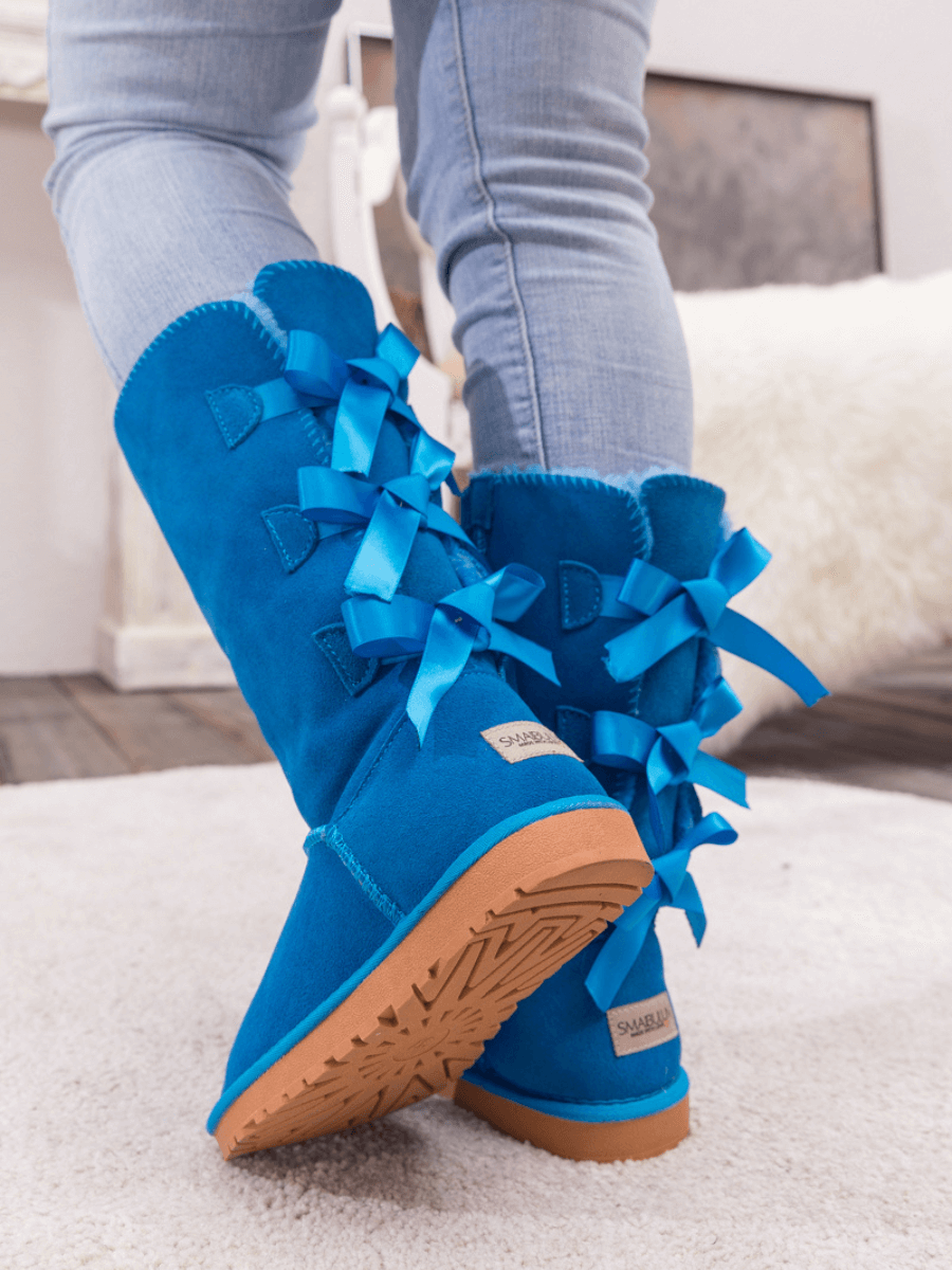 UGG Tri Ribbon Bow Suede Boots - Blue
