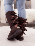 UGG Tri Ribbon Bow Suede Boots - Chocolate