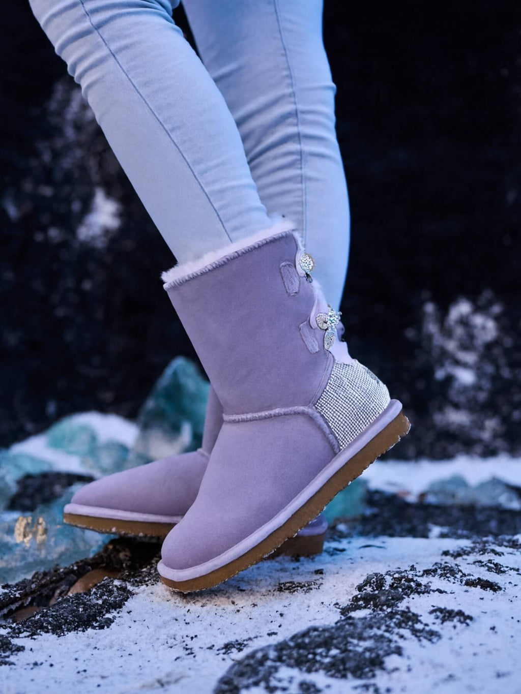 UGG Rhinestone Dual Bailey Bow Glam UGG Boots - Lilac