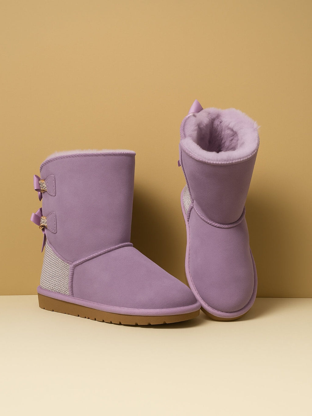 UGG Rhinestone Dual Bailey Bow Glam UGG Boots - Lilac
