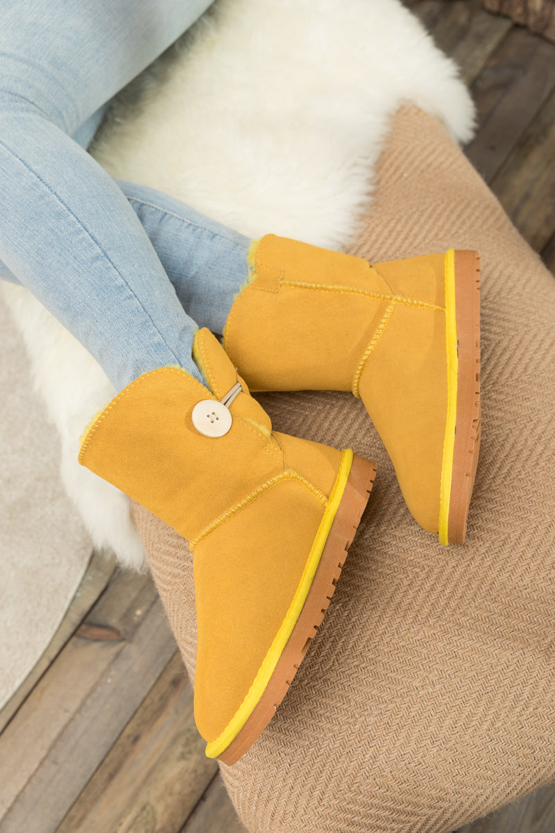 UGG Faux Fur-Lined Classic Side Button UGG Boot - Yellow