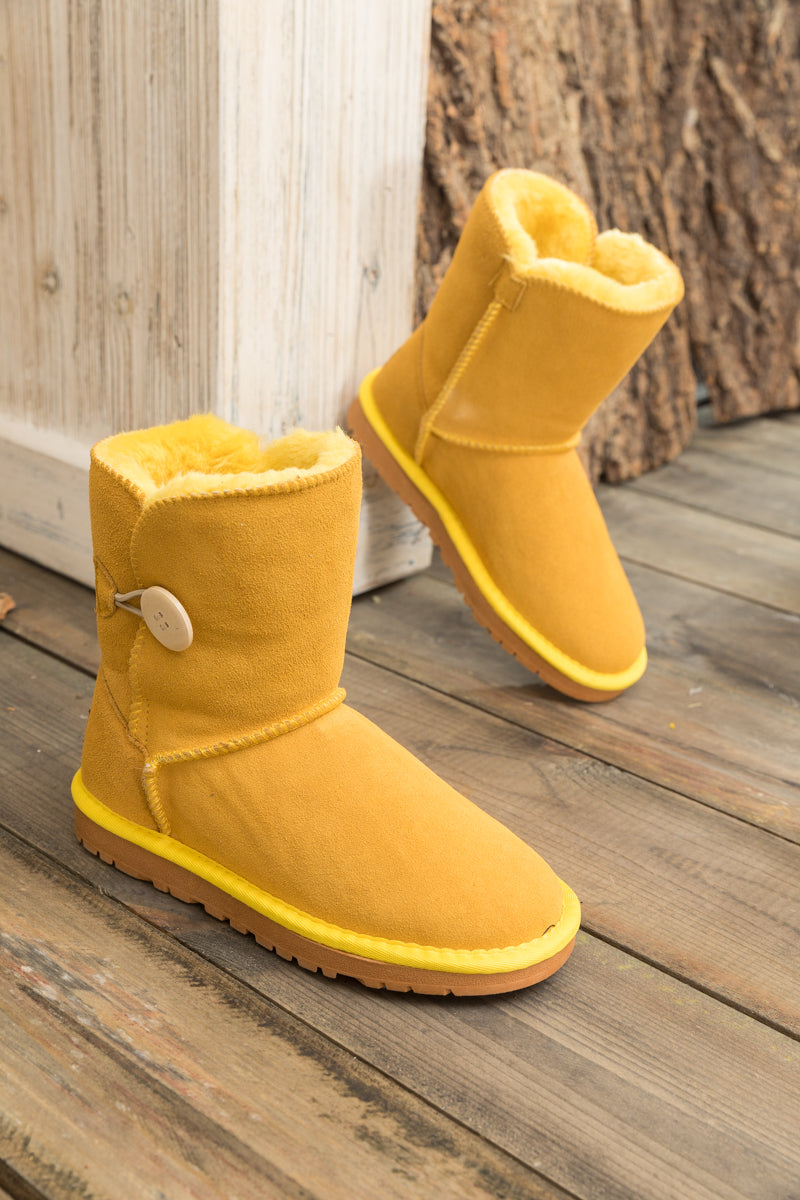 UGG Faux Fur-Lined Classic Side Button UGG Boot - Yellow