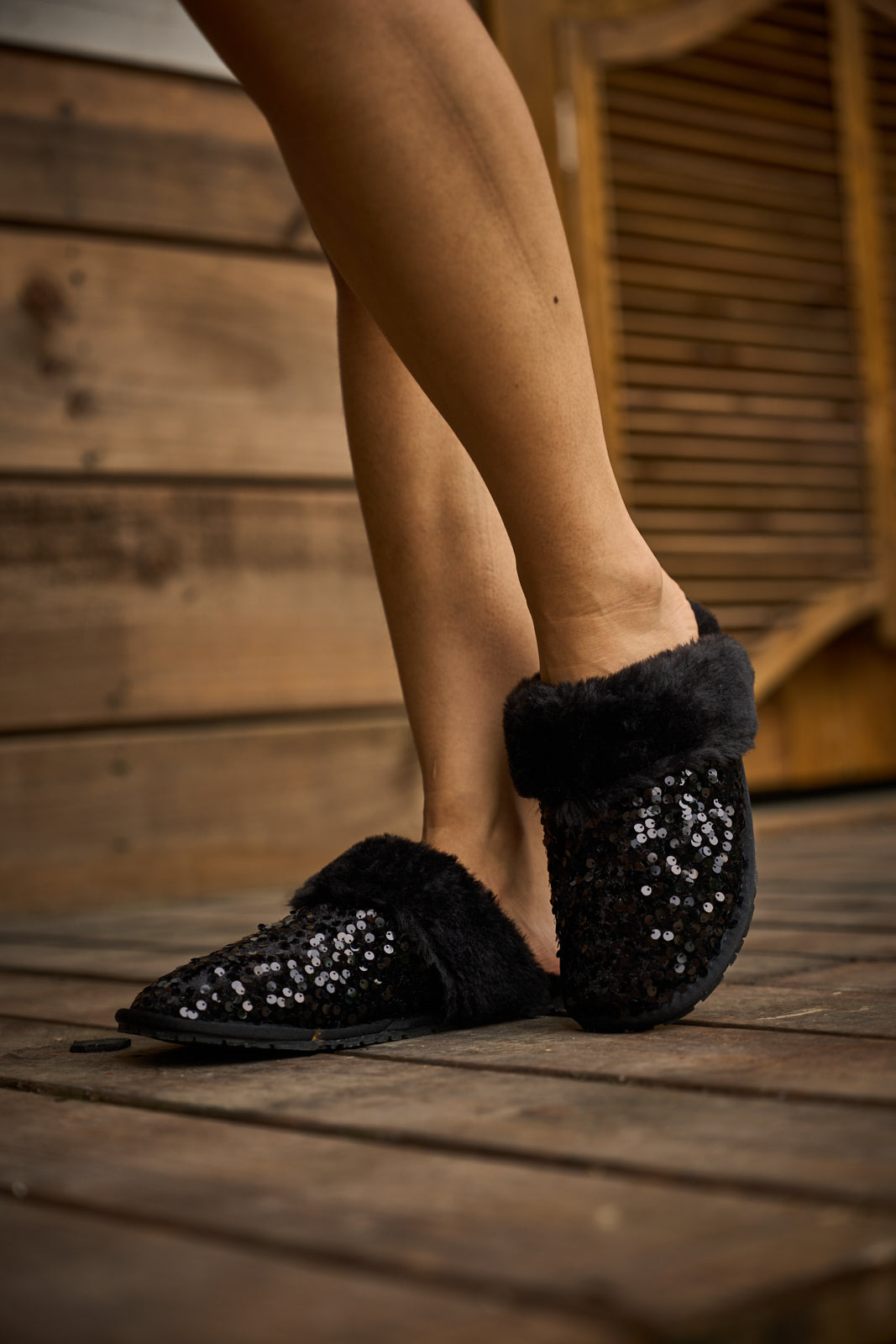 UGG Cozy Day Glam Sequins Slipper - Black