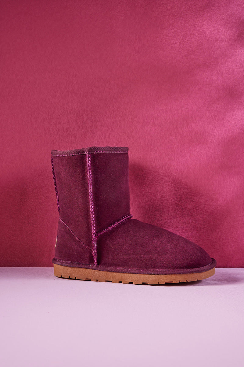 UGG Lovett Wool Blend Suede Shearling Boots - Claret