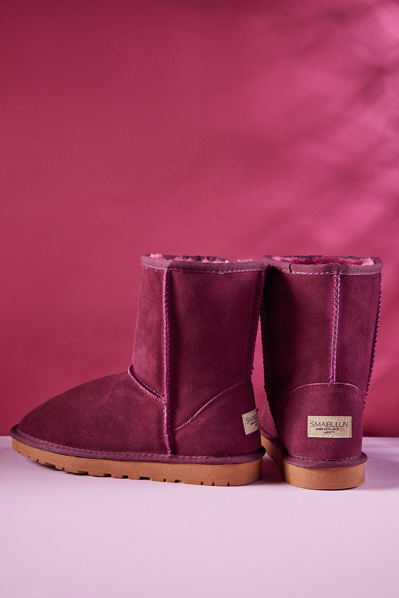 UGG Lovett Wool Blend Suede Shearling Boots - Claret