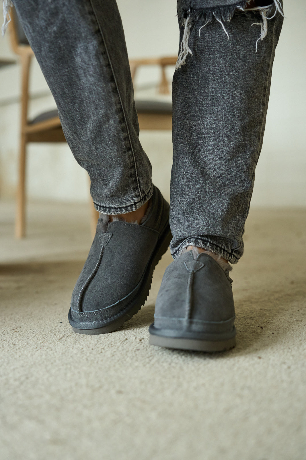 UGG Brisk Feels Wool Blend Slipper Boot - Grey