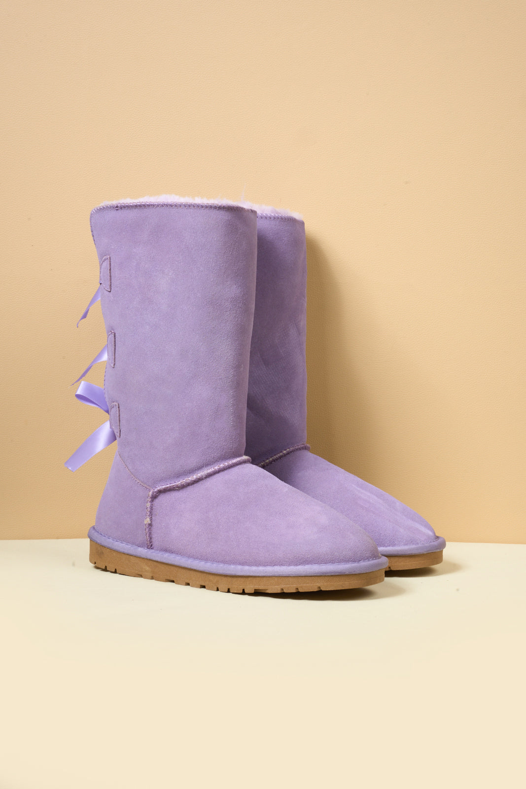 UGG Tri Ribbon Bow Suede Boots - Lavender