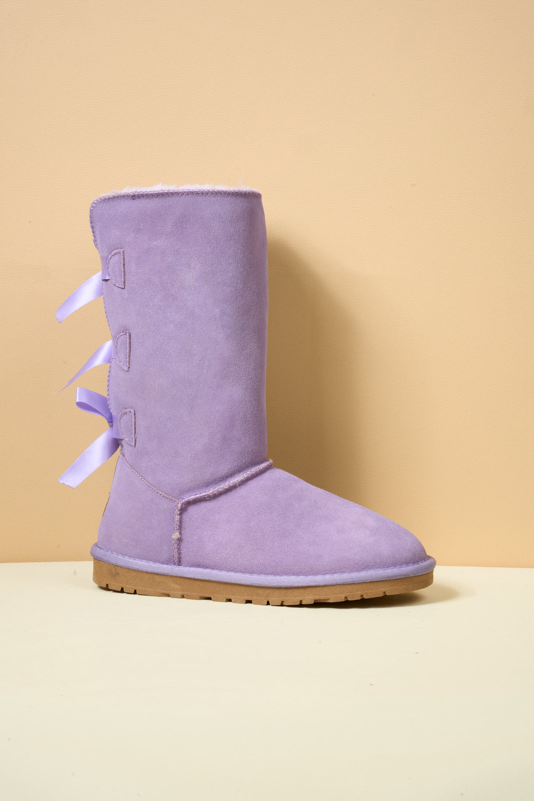 UGG Tri Ribbon Bow Suede Boots - Lavender
