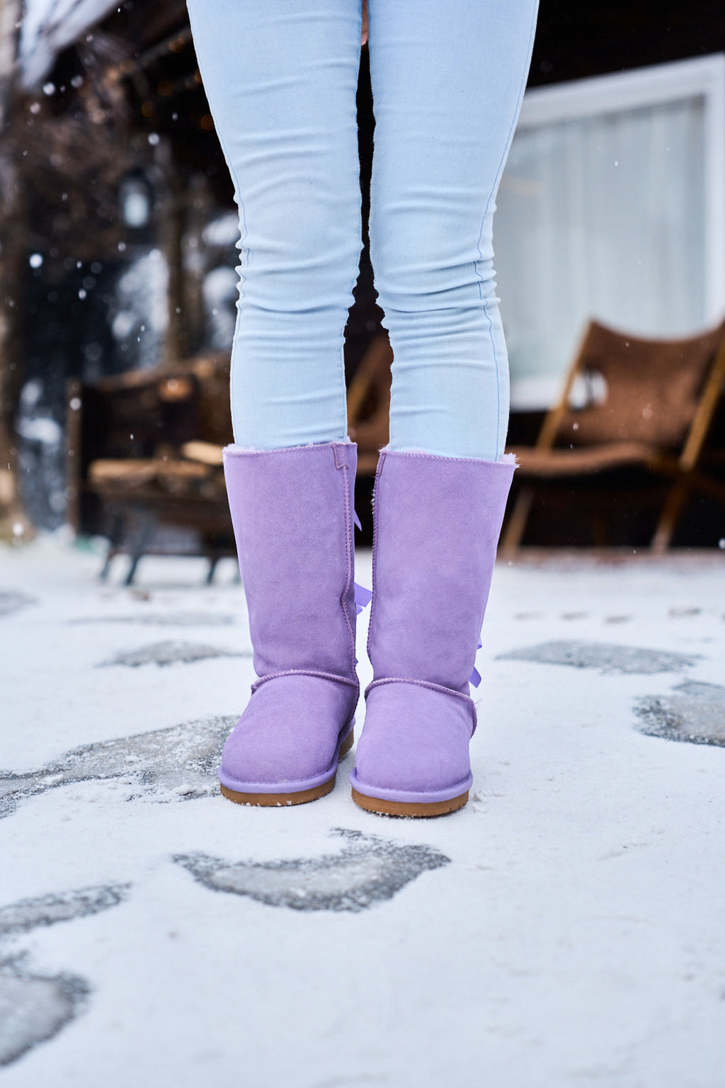 UGG Tri Ribbon Bow Suede Boots - Lavender