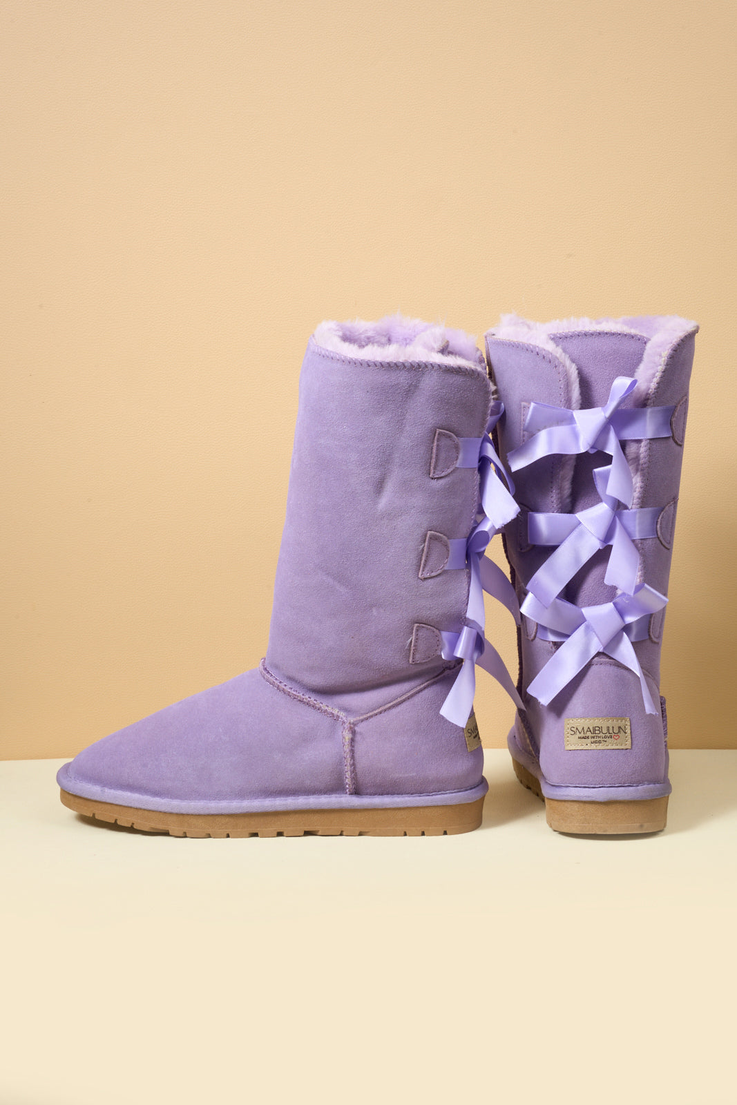 UGG Tri Ribbon Bow Suede Boots - Lavender