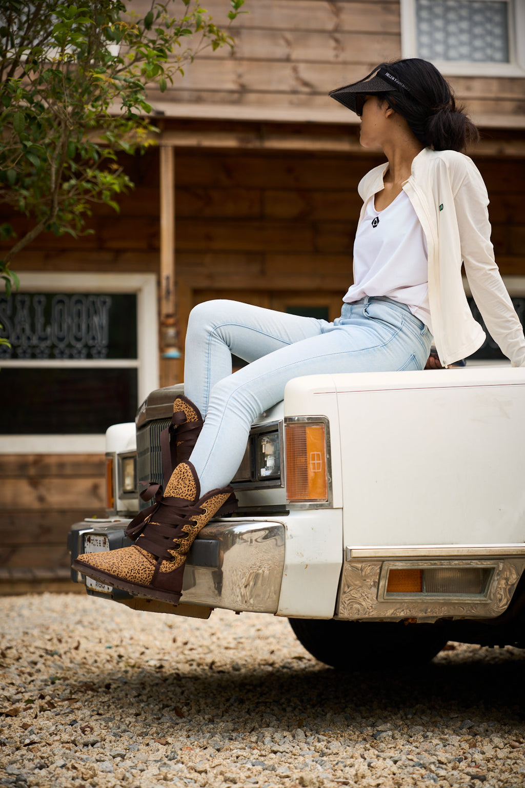 UGG Ribbon Lace-Up Faux Fur-lined Suede Boot - Leopard