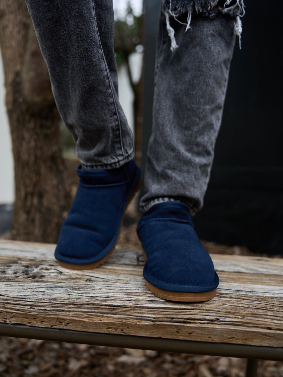 UGG Faux-Fur-Lined Suede Tasman Ankle Boot - Navy