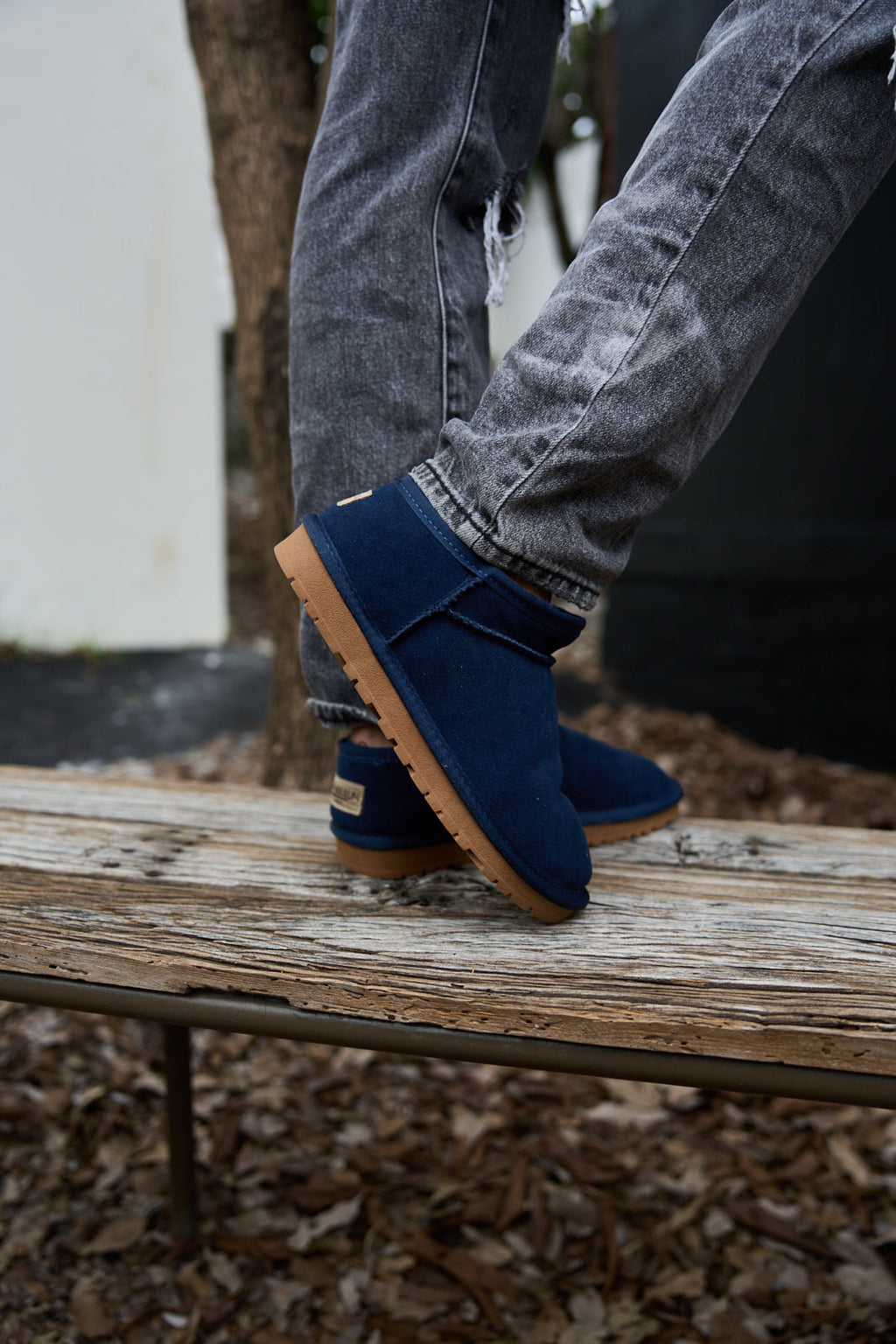 UGG Faux-Fur-Lined Suede Tasman Ankle Boot - Navy