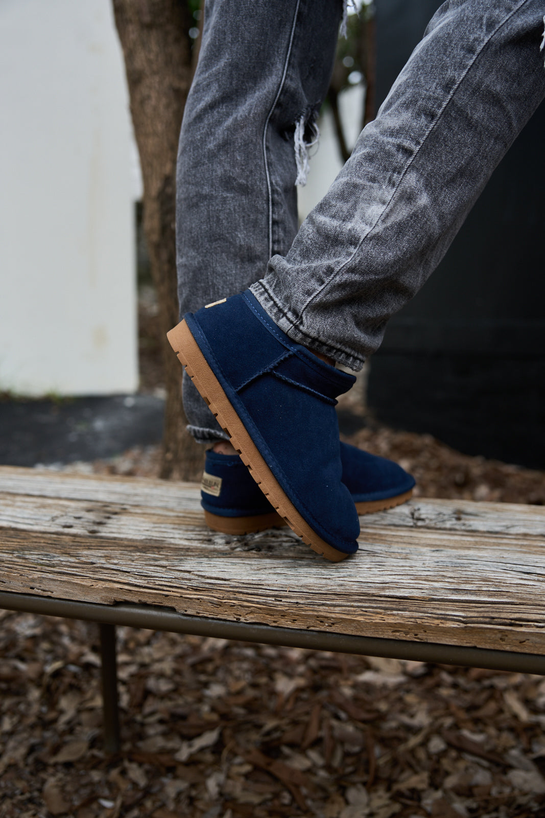 UGG Faux-Fur-Lined Suede Tasman Ankle Boot - Navy