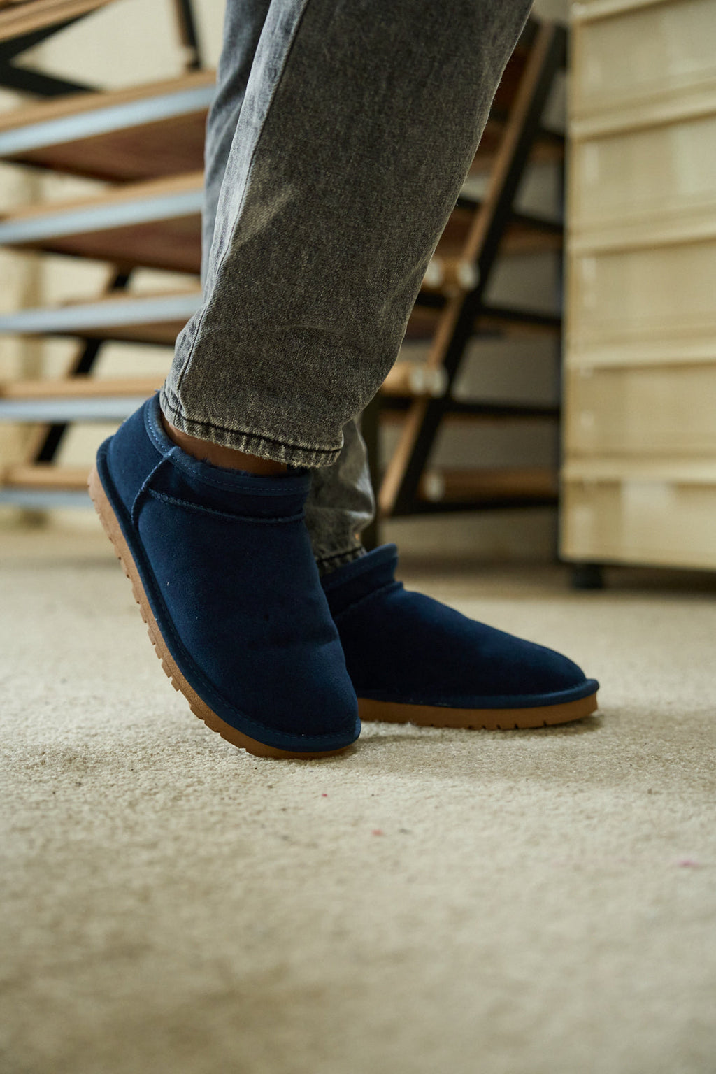 UGG Faux-Fur-Lined Suede Tasman Ankle Boot - Navy