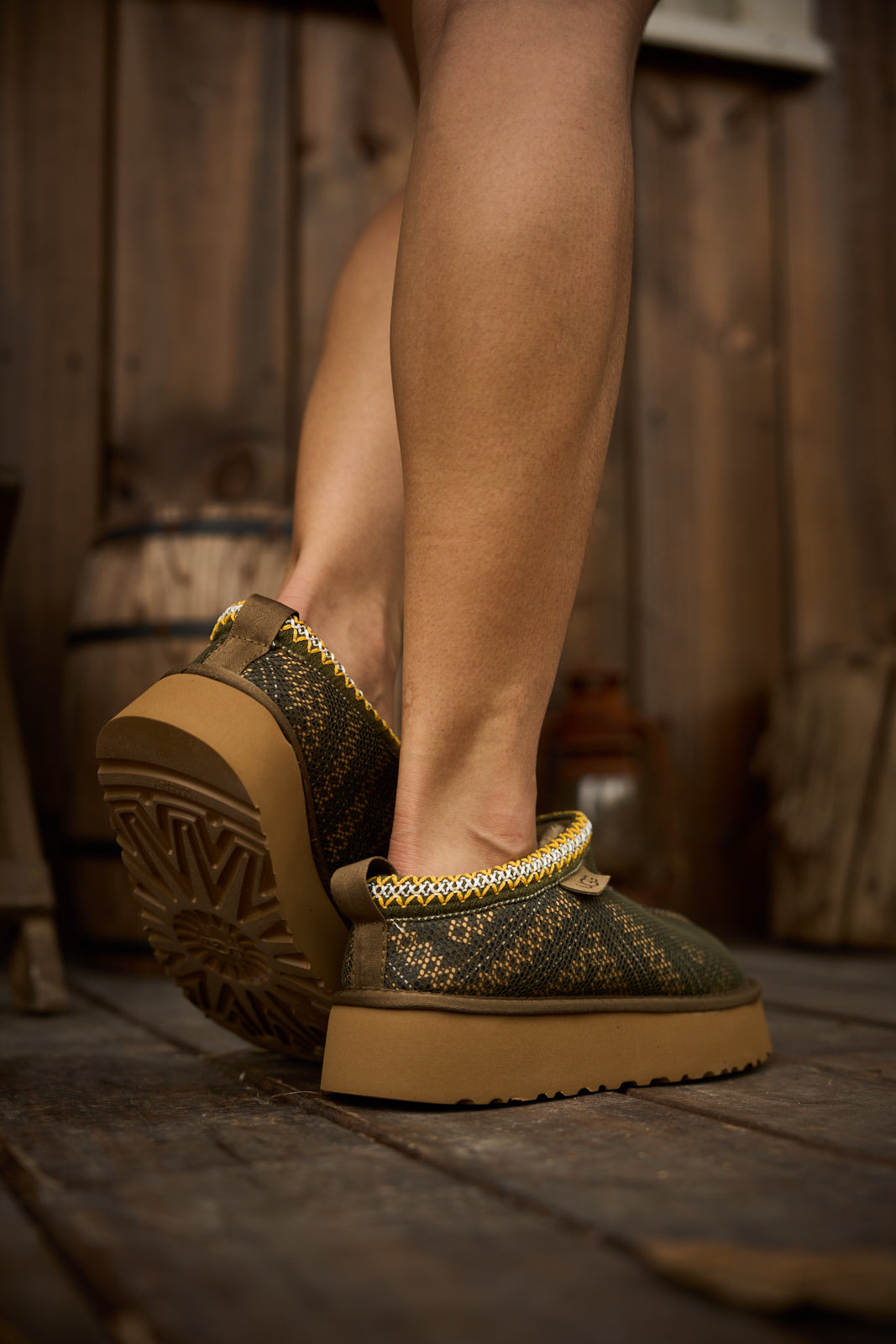 UGG Tasman in Labyrinth Platform Bootie - Olive