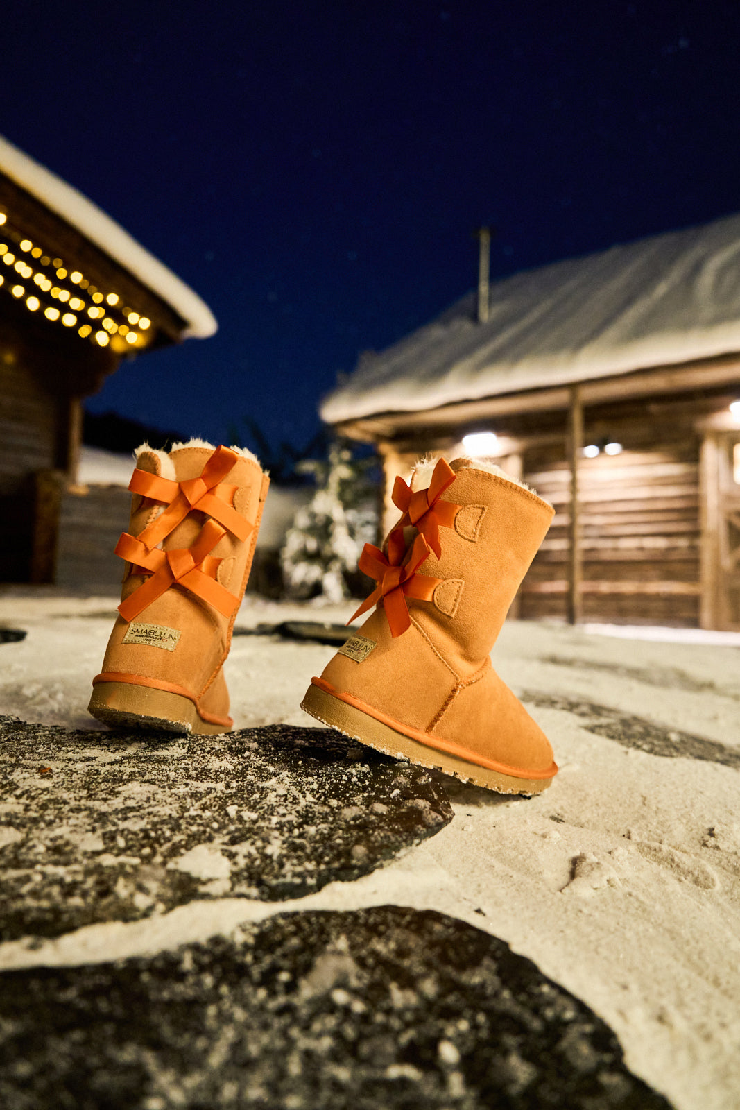 UGG Double Ballet Ribbon Bow Suede Shearling Boots - Orange