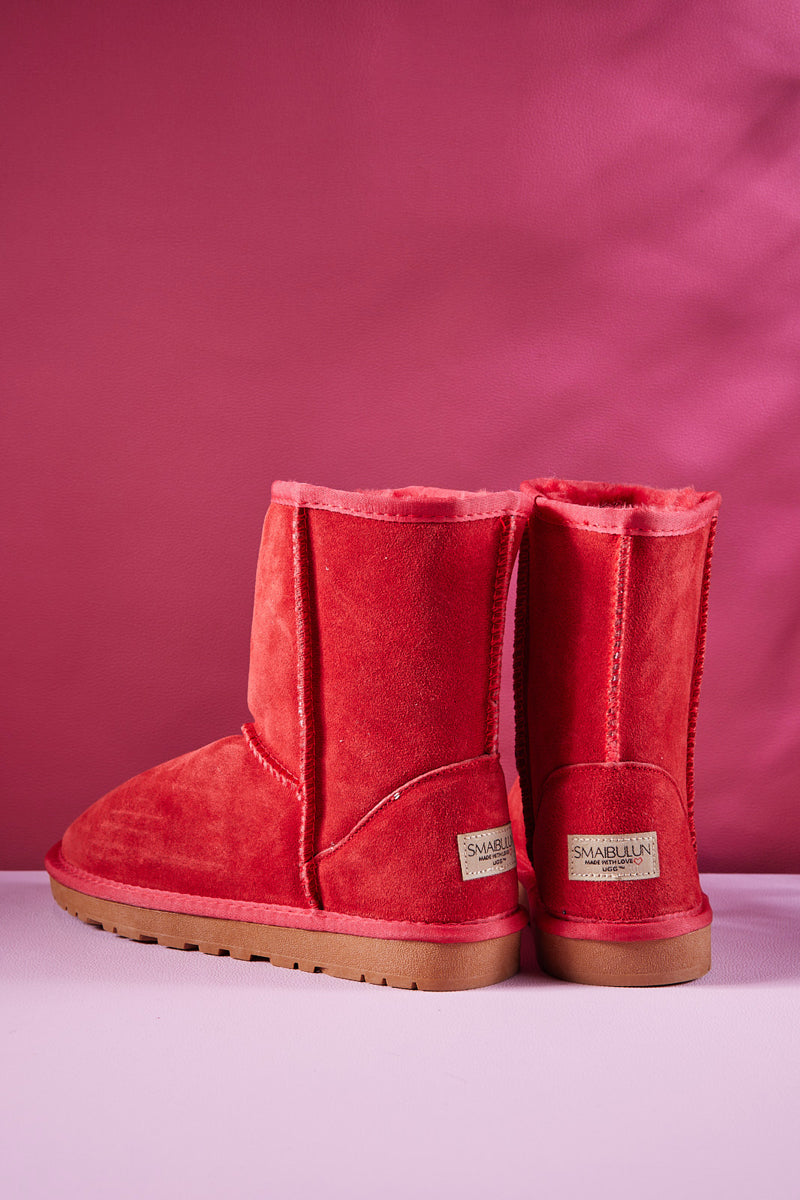 UGG Lovett Wool Blend Suede Shearling Boots - Red