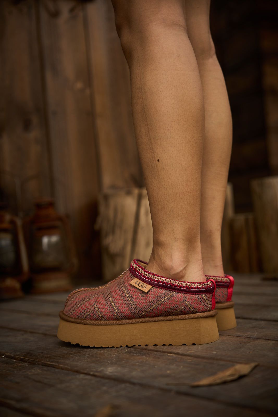 UGG Tasman in Labyrinth Platform Bootie - Red