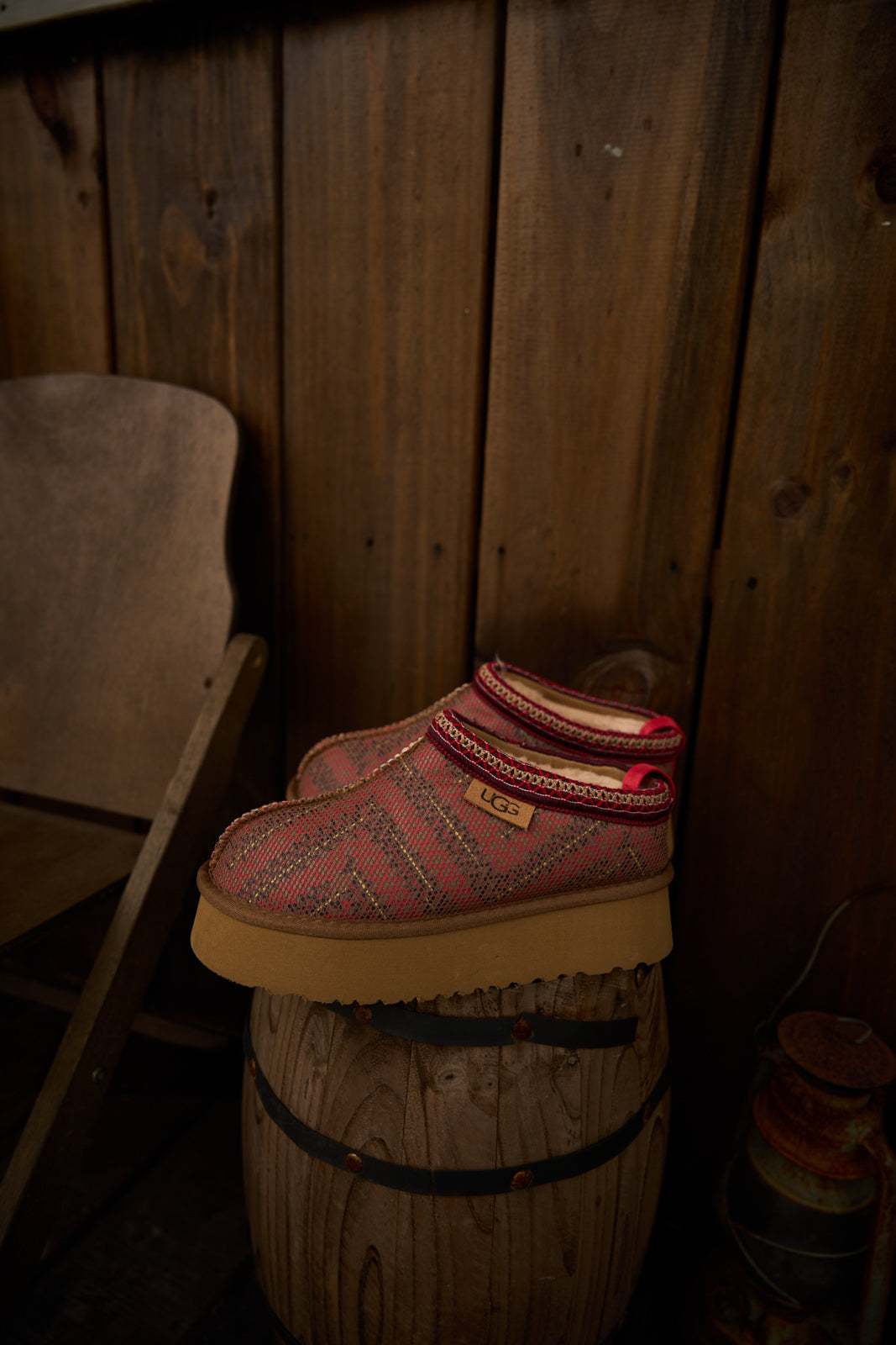 UGG Tasman in Labyrinth Platform Bootie - Red