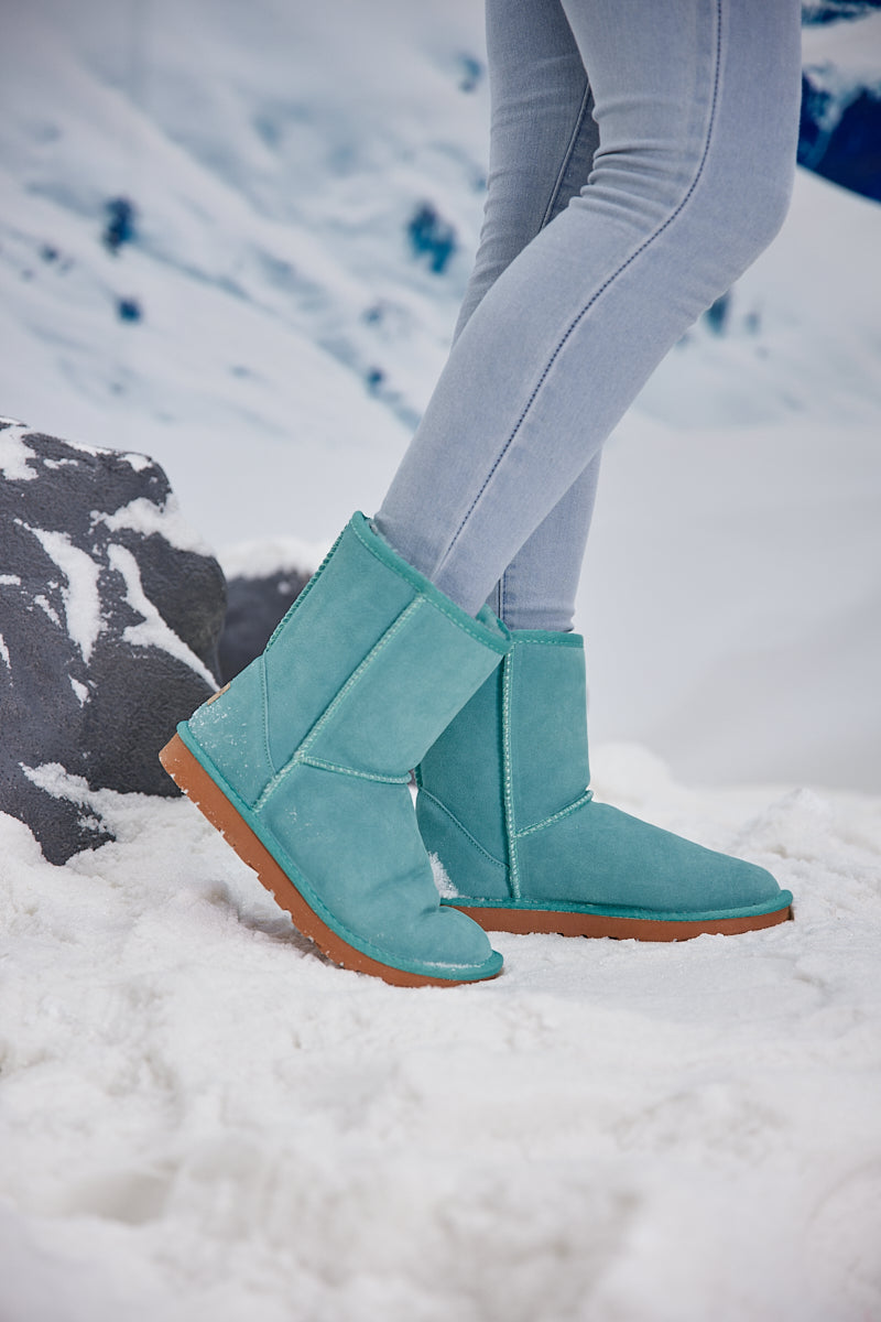 UGG Lovett Wool Blend Suede Shearling Boots - Turquoise