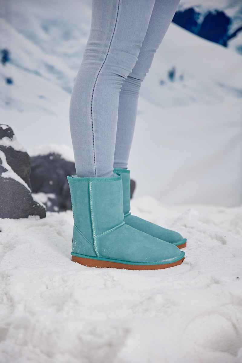 UGG Lovett Wool Blend Suede Shearling Boots - Turquoise
