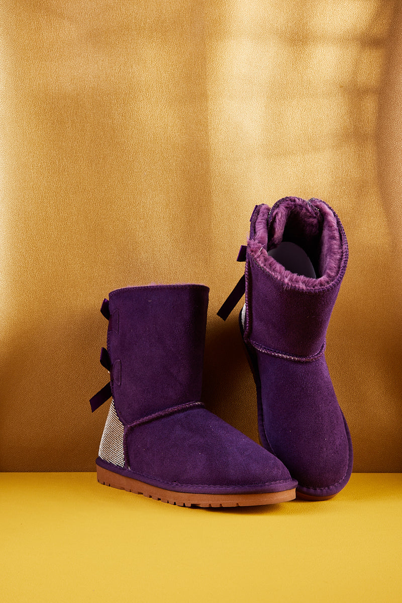UGG Rhinestone Dual Bailey Bow Glam UGG Boots - Violet