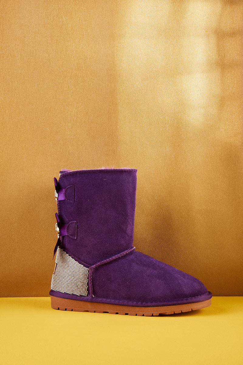 UGG Rhinestone Dual Bailey Bow Glam UGG Boots - Violet
