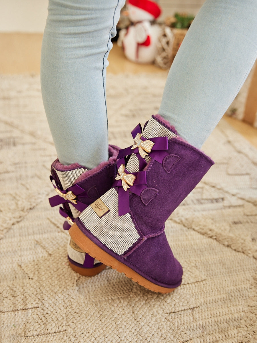 UGG Rhinestone Dual Bailey Bow Glam UGG Boots - Violet