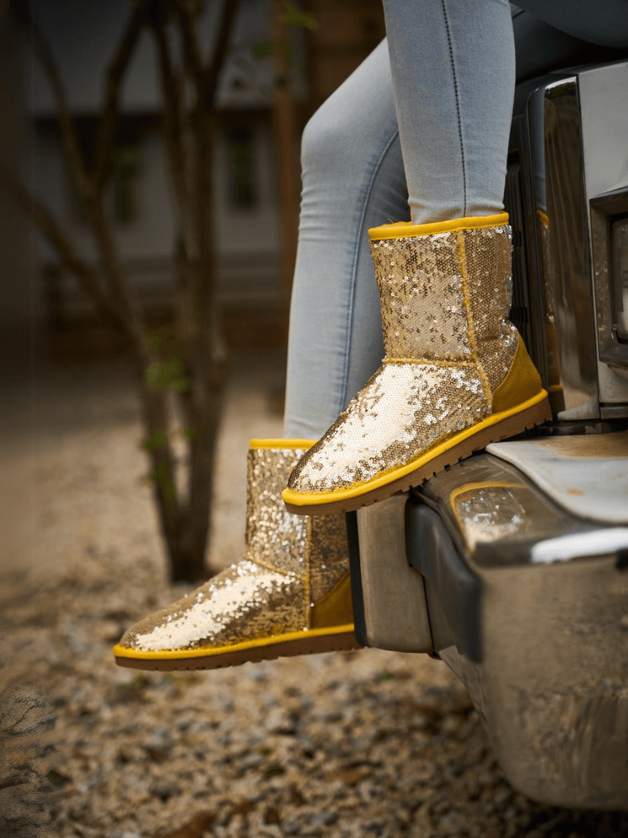 UGG Dallas Glam Sequin Shearling Boots - Yellow