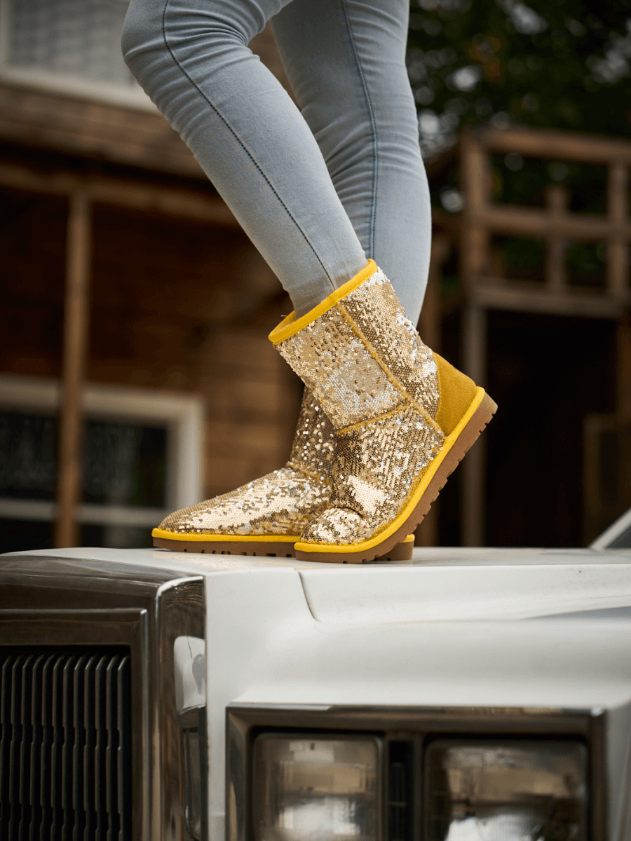 UGG Dallas Glam Sequin Shearling Boots - Yellow